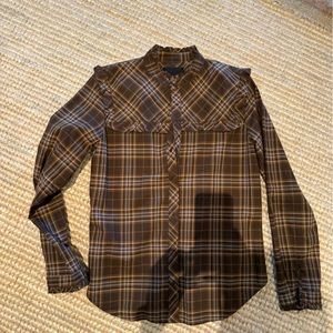 Nili Loton brown plaid shirt. Size Small